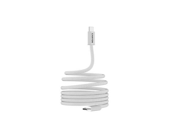 Дата кабель USB-C to USB-C 1.0m 60W Magnet Braided White Canyon (CND-CCMG60AB15W), изображение 3 Дата кабель USB-C to USB-C 1.0m 60W Magnet Braided White Canyon (CND-CCMG60AB15W), изображение 3