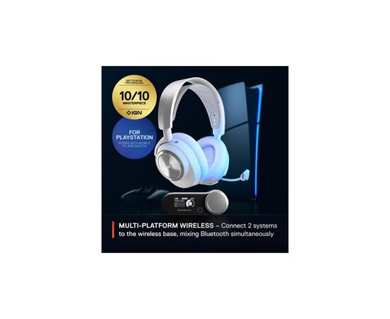 Наушники SteelSeries Arctis Nova Pro Wireless P PS/PC/SW/MAC/MOB White (61526), изображение 6 Наушники SteelSeries Arctis Nova Pro Wireless P PS/PC/SW/MAC/MOB White (61526), изображение 6