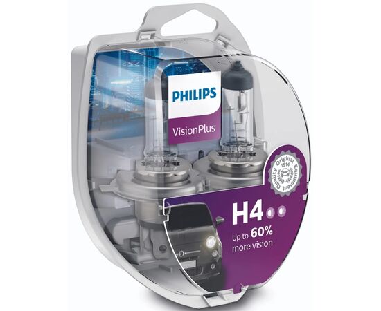 Автолампа Philips H4 VisionPlus, 2шт (12342VPS2), изображение 3 Автолампа Philips H4 VisionPlus, 2шт (12342VPS2), изображение 3
