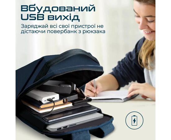 Рюкзак для ноутбука Promate 15.6" EcoPack-BP Blue (ecopack-bp.blue), изображение 4 Рюкзак для ноутбука Promate 15.6" EcoPack-BP Blue (ecopack-bp.blue), изображение 4