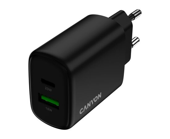 Зарядний пристрій Canyon OnCharge 200 20W 1xPD 1xQC EU Black (CNE-CHA200-31)