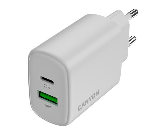 Зарядний пристрій Canyon OnCharge 200 20W 1xPD 1xQC EU White (CNE-CHA200-21)