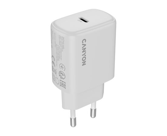 Зарядное устройство Canyon OnCharge 200 20W 1xPD EU White (CNE-CHA200-01), изображение 2 Зарядное устройство Canyon OnCharge 200 20W 1xPD EU White (CNE-CHA200-01), изображение 2