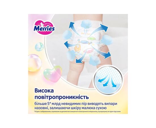 Подгузники Merries розмір M (6-11 кг) трусики 62 шт (4901301442949), изображение 4 Подгузники Merries розмір M (6-11 кг) трусики 62 шт (4901301442949), изображение 4
