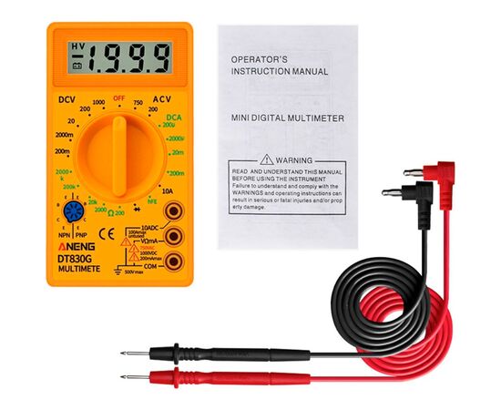 Цифровий мультиметр ANENG AN-DT830G, V, A, R, C, функція hFE (AN-DT830G), зображення 2 Цифровий мультиметр ANENG AN-DT830G, V, A, R, C, функція hFE (AN-DT830G), зображення 2