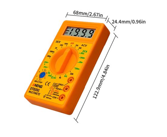 Цифровий мультиметр ANENG AN-DT830G, V, A, R, C, функція hFE (AN-DT830G), зображення 3 Цифровий мультиметр ANENG AN-DT830G, V, A, R, C, функція hFE (AN-DT830G), зображення 3