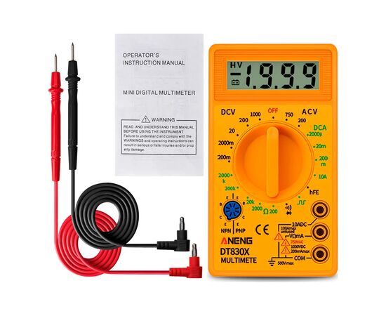 Цифровий мультиметр ANENG AN-DT830X, V, A, R, C, функція hFE (AN-DT830X), зображення 2 Цифровий мультиметр ANENG AN-DT830X, V, A, R, C, функція hFE (AN-DT830X), зображення 2