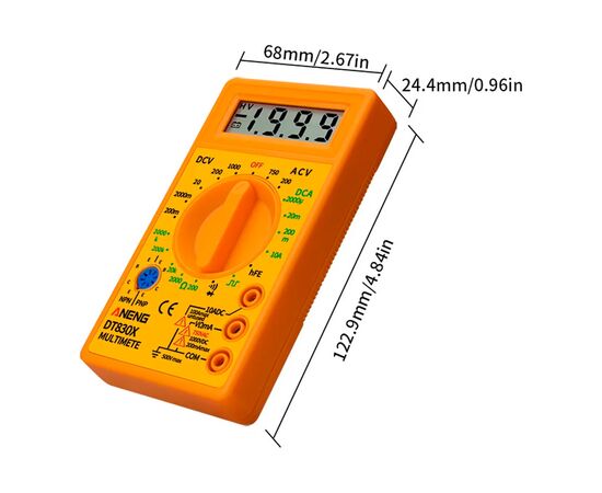 Цифровий мультиметр ANENG AN-DT830X, V, A, R, C, функція hFE (AN-DT830X), зображення 3 Цифровий мультиметр ANENG AN-DT830X, V, A, R, C, функція hFE (AN-DT830X), зображення 3