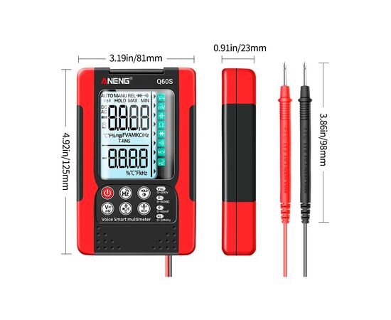 Цифровой мультиметр ANENG AN-Q60S, V, A, R, C, T, F (AN-Q60S), изображение 3 Цифровой мультиметр ANENG AN-Q60S, V, A, R, C, T, F (AN-Q60S), изображение 3