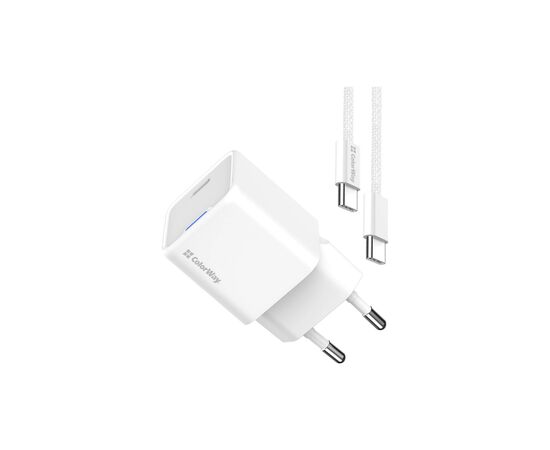 Зарядное устройство ColorWay GaN Mini 25W PD Port PPS USB-C white cable Type-C (CW-CHS052PDC-WT), изображение 3 Зарядное устройство ColorWay GaN Mini 25W PD Port PPS USB-C white cable Type-C (CW-CHS052PDC-WT), изображение 3