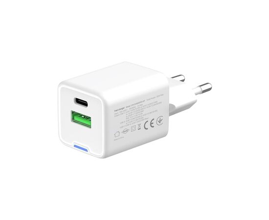 Зарядное устройство ColorWay GaN Mini 30W PD Port PPS USB (Type-C PD + USB QC4.0) white (CW-CHS053PD-WT), изображение 4 Зарядное устройство ColorWay GaN Mini 30W PD Port PPS USB (Type-C PD + USB QC4.0) white (CW-CHS053PD-WT), изображение 4