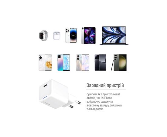Зарядное устройство ColorWay GaN Mini 30W PD Port PPS USB-C white (CW-CHS054PD-WT), изображение 12 Зарядное устройство ColorWay GaN Mini 30W PD Port PPS USB-C white (CW-CHS054PD-WT), изображение 12
