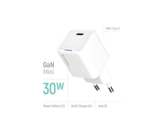 Зарядное устройство ColorWay GaN Mini 30W PD Port PPS USB-C white (CW-CHS054PD-WT), изображение 7 Зарядное устройство ColorWay GaN Mini 30W PD Port PPS USB-C white (CW-CHS054PD-WT), изображение 7
