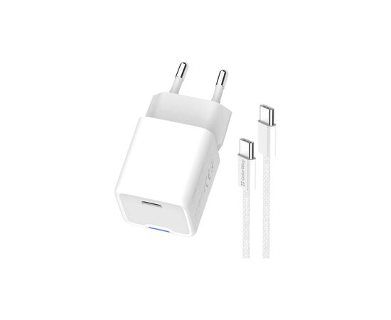 Зарядное устройство ColorWay GaN Mini 30W PD Port PPS USB-C white + cable Type-C (CW-CHS054PDC-WT), изображение 3 Зарядное устройство ColorWay GaN Mini 30W PD Port PPS USB-C white + cable Type-C (CW-CHS054PDC-WT), изображение 3