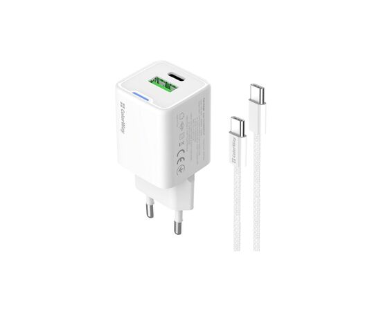 Зарядное устройство ColorWay GaN Mini 35W PD Port PPS USB (Type-C PD + USB QC4.0) cable Type-C (CW-CHS055PDC-WT), изображение 2 Зарядное устройство ColorWay GaN Mini 35W PD Port PPS USB (Type-C PD + USB QC4.0) cable Type-C (CW-CHS055PDC-WT), изображение 2