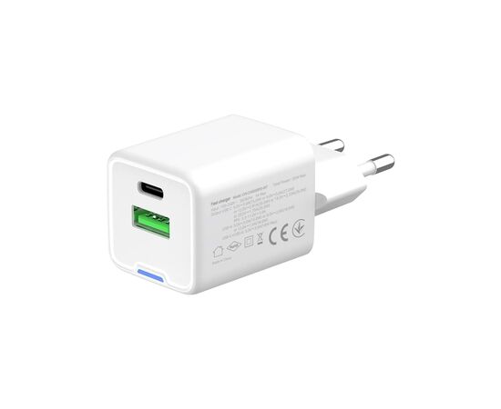 Зарядное устройство ColorWay GaN Mini 35W PD Port PPS USB (Type-C PD + USB QC4.0) white (CW-CHS055PD-WT), изображение 5 Зарядное устройство ColorWay GaN Mini 35W PD Port PPS USB (Type-C PD + USB QC4.0) white (CW-CHS055PD-WT), изображение 5