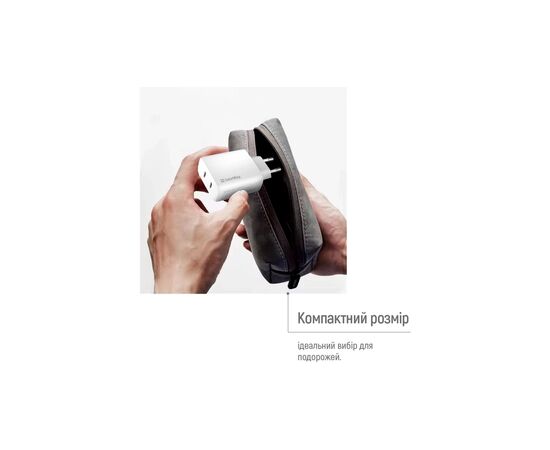 Зарядное устройство ColorWay GaN Mini 50W PD Port PPS USB (Type-C PD 30W + Type-C PD 20W) white (CW-CHS050PD-WT), изображение 11 Зарядное устройство ColorWay GaN Mini 50W PD Port PPS USB (Type-C PD 30W + Type-C PD 20W) white (CW-CHS050PD-WT), изображение 11