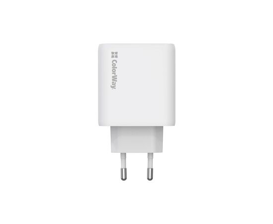 Зарядное устройство ColorWay GaN Mini 50W PD Port PPS USB (Type-C PD 30W + Type-C PD 20W) white (CW-CHS050PD-WT), изображение 4 Зарядное устройство ColorWay GaN Mini 50W PD Port PPS USB (Type-C PD 30W + Type-C PD 20W) white (CW-CHS050PD-WT), изображение 4