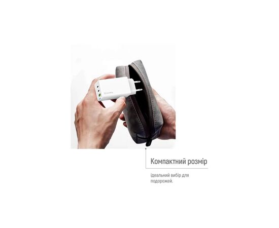 Зарядное устройство ColorWay GaN Mini 65W PD Port PPS USB (USB-2C1A) white (CW-CHS058PD-WT), изображение 11 Зарядное устройство ColorWay GaN Mini 65W PD Port PPS USB (USB-2C1A) white (CW-CHS058PD-WT), изображение 11