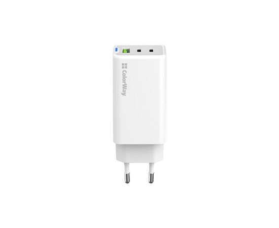 Зарядное устройство ColorWay GaN Mini 65W PD Port PPS USB (USB-2C1A) white (CW-CHS058PD-WT), изображение 2 Зарядное устройство ColorWay GaN Mini 65W PD Port PPS USB (USB-2C1A) white (CW-CHS058PD-WT), изображение 2
