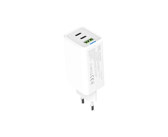 Зарядное устройство ColorWay GaN Mini 65W PD Port PPS USB (USB-2C1A) white (CW-CHS058PD-WT), изображение 3 Зарядное устройство ColorWay GaN Mini 65W PD Port PPS USB (USB-2C1A) white (CW-CHS058PD-WT), изображение 3