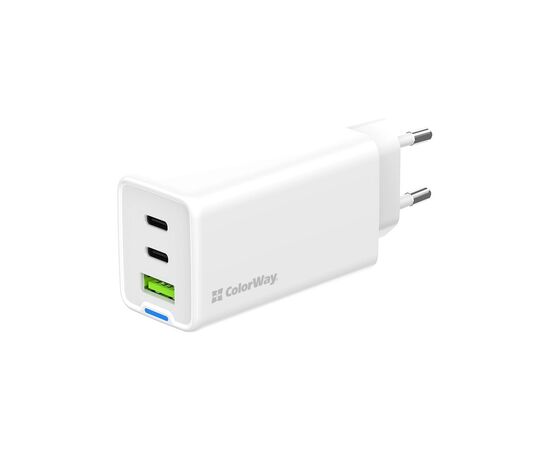 Зарядний пристрій ColorWay GaN Mini 65W PD Port PPS USB (USB-2C1A) white (CW-CHS058PD-WT)