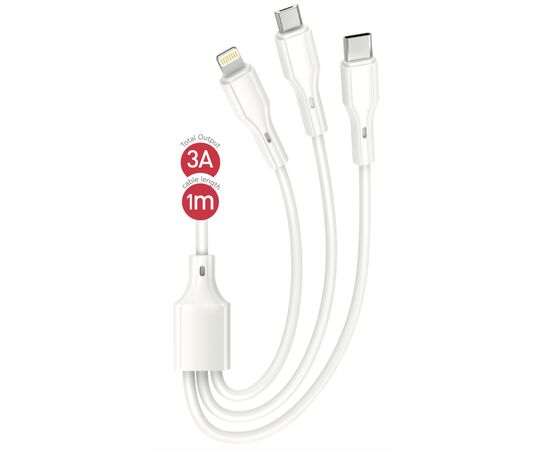 Дата кабель USB 2.0 AM to Lightning + Micro 5P + Type-C 1.0m 2.4A XO (CB-23U3), изображение 4 Дата кабель USB 2.0 AM to Lightning + Micro 5P + Type-C 1.0m 2.4A XO (CB-23U3), изображение 4