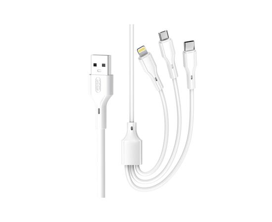 Дата кабель USB 2.0 AM to Lightning + Micro 5P + Type-C 1.0m 2.4A XO (CB-23U3)