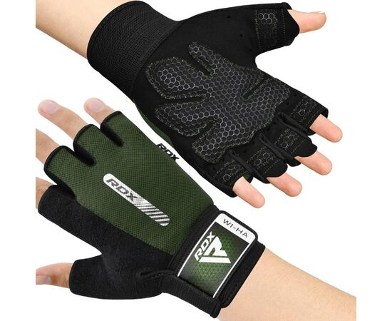 Рукавички для фітнесу RDX W1 Half Army Green Plus M (WGA-W1HA-M+), зображення 6 Рукавички для фітнесу RDX W1 Half Army Green Plus M (WGA-W1HA-M+), зображення 6