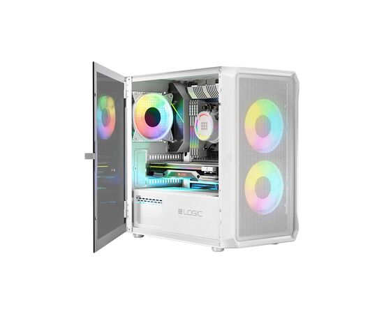 Корпус Logic concept PORTOS MESH+GLASS ARGB fans 3x120mm WHITE (AM-PORTOS-20-0000000-0002), зображення 9 Корпус Logic concept PORTOS MESH+GLASS ARGB fans 3x120mm WHITE (AM-PORTOS-20-0000000-0002), зображення 9