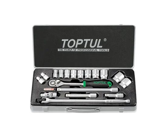 Набор инструментов Toptul с трещоткой 1/2" 18шт. (6-гр.) (GCAD1802)