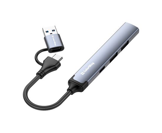 Концентратор ColorWay USB-A/USB-C 4-in-1 USB2.0х2/USB3.0/USB-C2.0 (CW-HUB06), зображення 4 Концентратор ColorWay USB-A/USB-C 4-in-1 USB2.0х2/USB3.0/USB-C2.0 (CW-HUB06), зображення 4