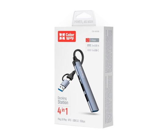 Концентратор ColorWay USB-A/USB-C 4-in-1 USB2.0х2/USB3.0/USB-C2.0 (CW-HUB06), зображення 6 Концентратор ColorWay USB-A/USB-C 4-in-1 USB2.0х2/USB3.0/USB-C2.0 (CW-HUB06), зображення 6