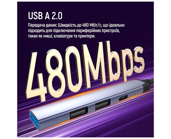 Концентратор ColorWay USB-A/USB-C 4-in-1 USB2.0х2/USB3.0/USB-C2.0 (CW-HUB06), зображення 9 Концентратор ColorWay USB-A/USB-C 4-in-1 USB2.0х2/USB3.0/USB-C2.0 (CW-HUB06), зображення 9