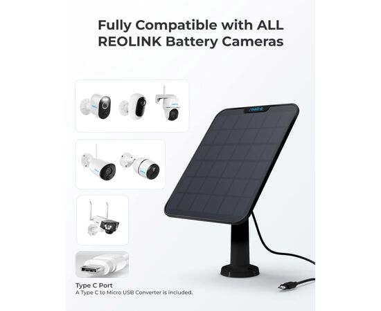 Солнечная панель Reolink Solar Panel 2 Black, изображение 7 Солнечная панель Reolink Solar Panel 2 Black, изображение 7