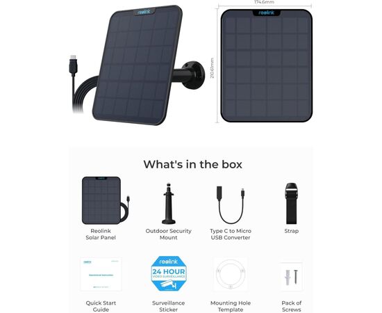 Солнечная панель Reolink Solar Panel 2 Black, изображение 8 Солнечная панель Reolink Solar Panel 2 Black, изображение 8