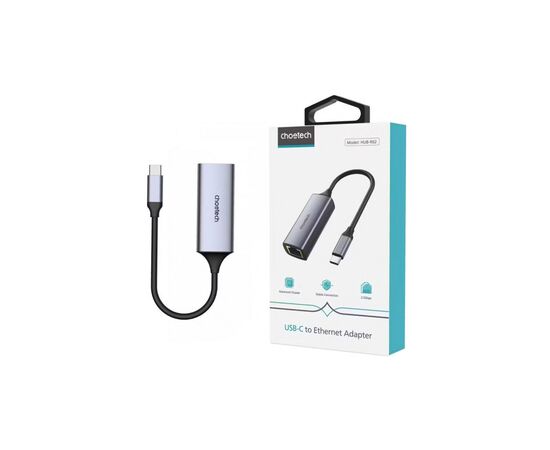 Адаптер USB-C to Ethernet RJ45 2.5Gbps 0,1m USB3.1 Choetech (HUB-R02-GY-V1), изображение 3 Адаптер USB-C to Ethernet RJ45 2.5Gbps 0,1m USB3.1 Choetech (HUB-R02-GY-V1), изображение 3