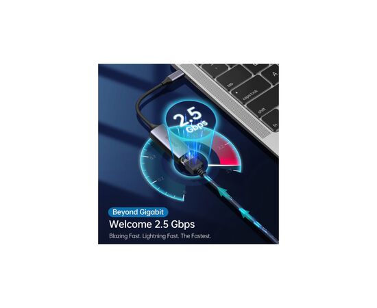 Адаптер USB-C to Ethernet RJ45 2.5Gbps 0,1m USB3.1 Choetech (HUB-R02-GY-V1), изображение 4 Адаптер USB-C to Ethernet RJ45 2.5Gbps 0,1m USB3.1 Choetech (HUB-R02-GY-V1), изображение 4