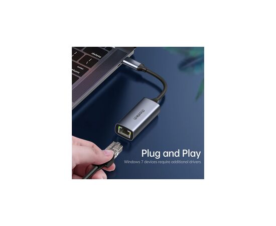 Адаптер USB-C to Ethernet RJ45 2.5Gbps 0,1m USB3.1 Choetech (HUB-R02-GY-V1), изображение 5 Адаптер USB-C to Ethernet RJ45 2.5Gbps 0,1m USB3.1 Choetech (HUB-R02-GY-V1), изображение 5