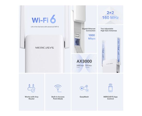 Ретранслятор Mercusys ME80X, изображение 3 Ретранслятор Mercusys ME80X, изображение 3