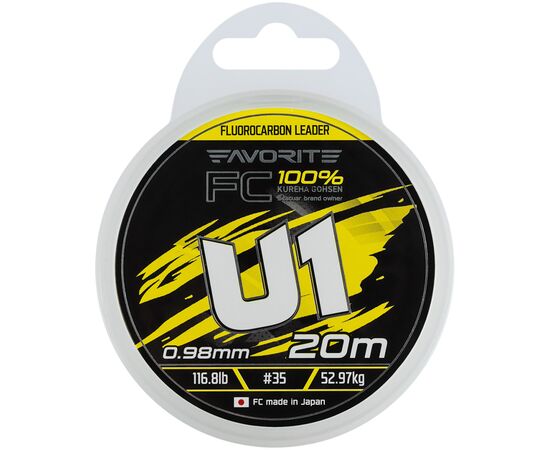 Флюорокарбон Favorite U1 FC 20m 35/0.98mm 116.8lb/52.97kg (1693.12.05), зображення 2 Флюорокарбон Favorite U1 FC 20m 35/0.98mm 116.8lb/52.97kg (1693.12.05), зображення 2