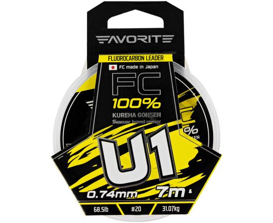Флюорокарбон Favorite U1 FC 7m 20/0.74mm 68.5lb/31.07kg (1693.11.93), зображення 2 Флюорокарбон Favorite U1 FC 7m 20/0.74mm 68.5lb/31.07kg (1693.11.93), зображення 2