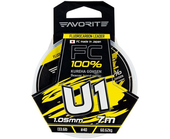 Флюорокарбон Favorite U1 FC 7m 40/1.05mm 133.6lb/60.62kg (1693.11.99), зображення 2 Флюорокарбон Favorite U1 FC 7m 40/1.05mm 133.6lb/60.62kg (1693.11.99), зображення 2