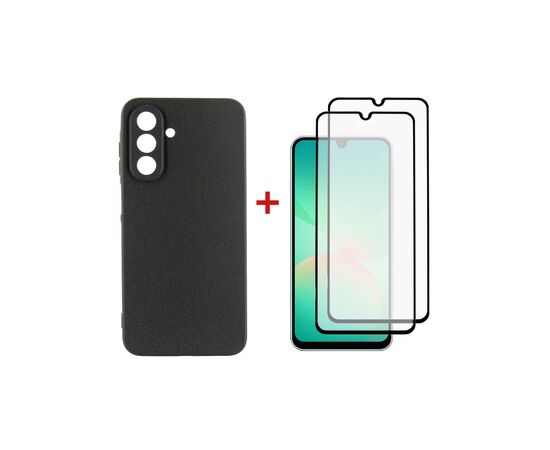 Чохол до мобільного телефона Dengos Kit Samsung Galaxy A26 Carbon + 2 pcs glass (Black) (DG-CTG2P-08)
