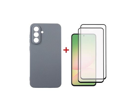 Чохол до мобільного телефона Dengos Kit Samsung Galaxy A56 Carbon + 2 pcs glass (Grey) (DG-CTG2P-09)