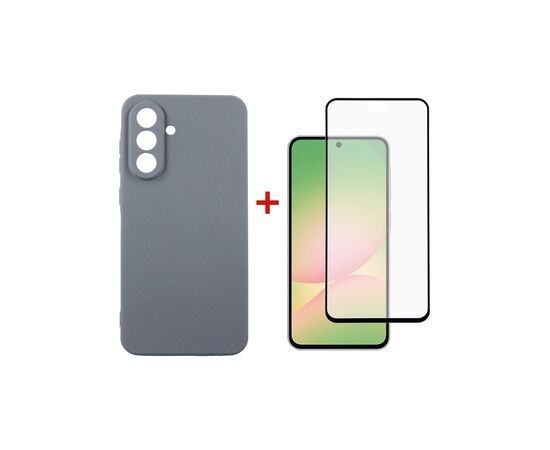 Чохол до мобільного телефона Dengos Kit Samsung Galaxy A56 Carbon + glass (Grey) (DG-KM-138)