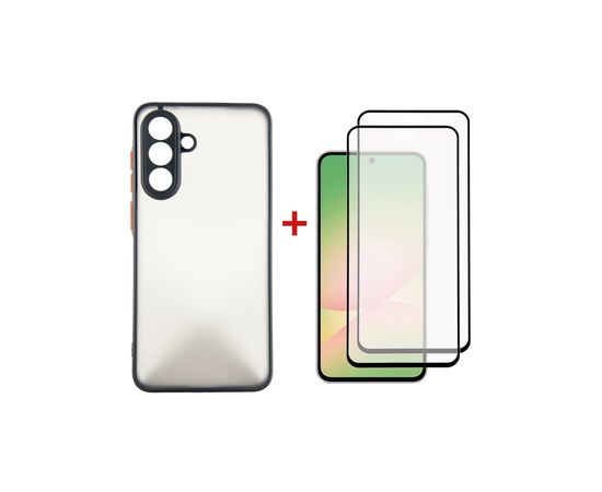 Чохол до мобільного телефона Dengos Kit Samsung Galaxy A56 Matte + 2 pcs glass (Black) (DG-CTG2P-05)