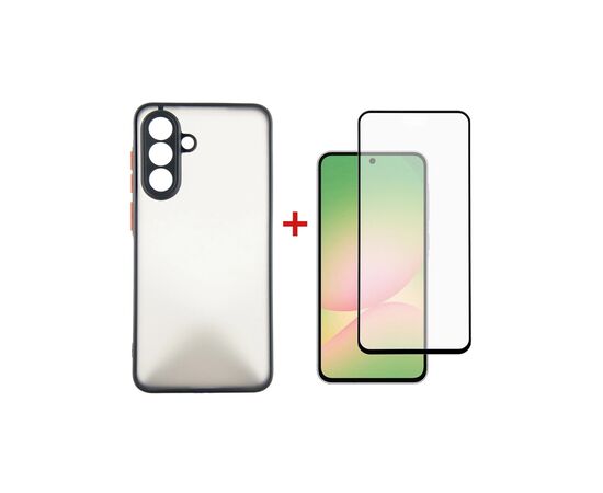 Чохол до мобільного телефона Dengos Kit Samsung Galaxy A56 Matte + glass (Black) (DG-KM-141)