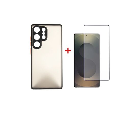 Чехол для мобильного телефона Dengos Kit Samsung Galaxy S25 Ultra Matte + glass (Black) (DG-KM-144)