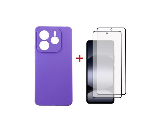 Чохол до мобільного телефона Dengos Kit Xiaomi Redmi Note 14 5G Carbon + 2 pcs glass (Purple) (DG-CTG2P-10)